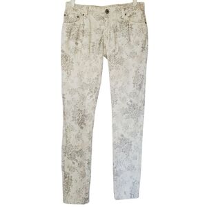 7320 * Mossimo Supply Faded Floral Skinny Jeans White Gray Size 3 Fit 6